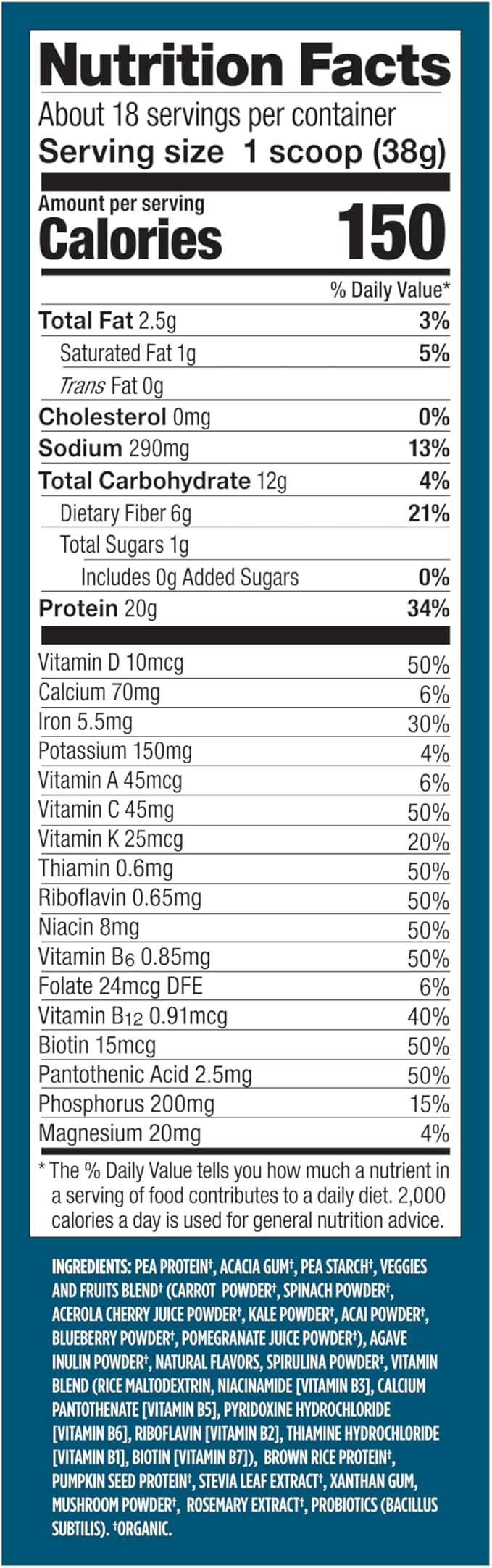 Vega Organic All-in-One Vegan Protein Powder French Vanilla -Superfood Ingredients Vitamins for Immunity Support Keto Friendly Pea Protein for Women &amp Men 1.5 lbs (Pack of 1)