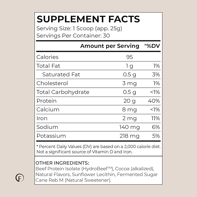 Faster Way - Protein Powder - Hydrolyzed Grass Fed Beef - 20g of Protein Per Serving - Muscle Growth &amp Recovery - 9 Essential Amino Acids - Sugar Gluten &amp Dairy Free - Non-GMO -Chocolate -30