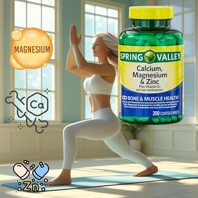 250 Count of Calcium Magnesium Zinc + Vitamin D3 Supplement – Bone &amp Muscle Support – 250 Caplets – Gluten Free nnh with Exclusive Vitamin &amp Mineral Guide