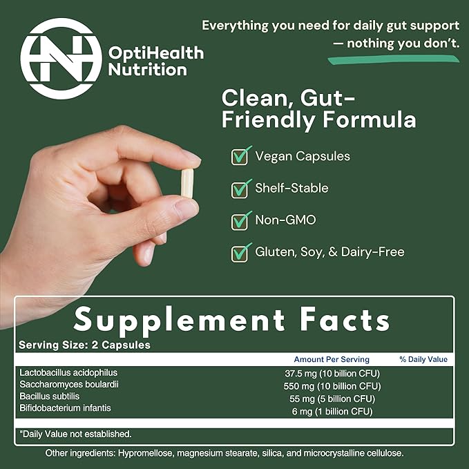 GutVibe™ Probiotic with S. boulardii &amp B. infantis – 4-Strain Formula 22B CFU – Supports Digestion Gut Health &amp Occasional Bloating for Women &amp Men – 60 Capsules 30-Day Supply