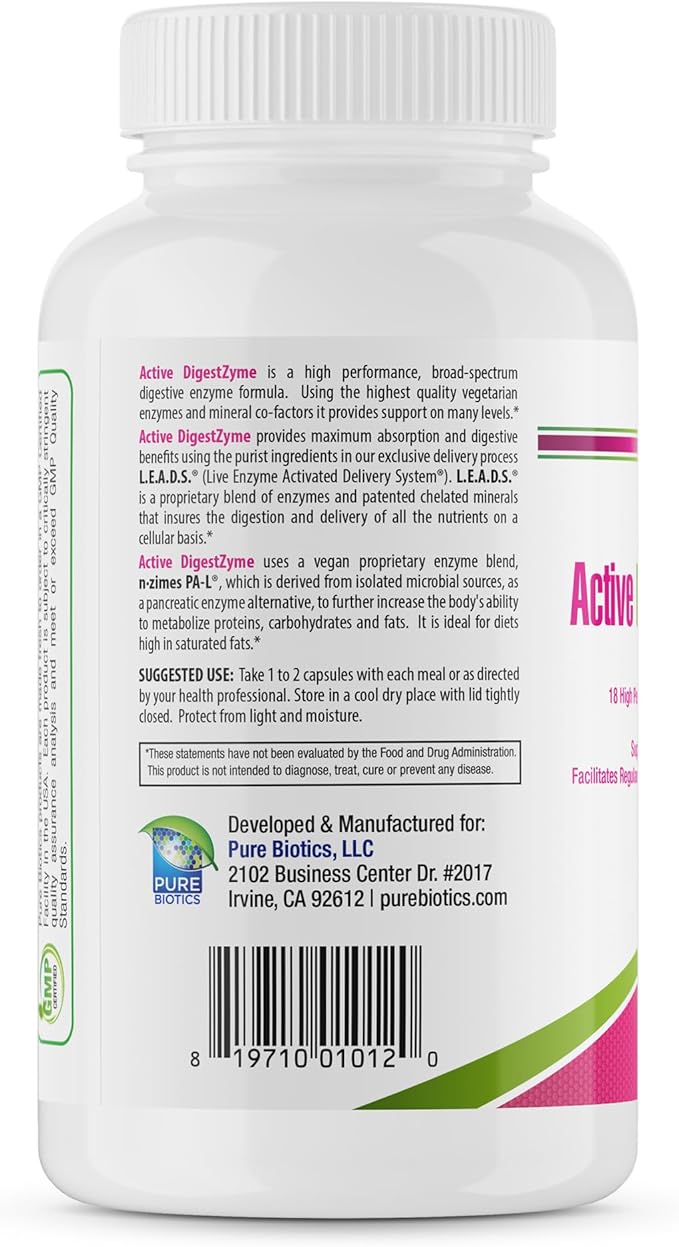 Active DigestZyme - Complete Digestive Enzyme Supplement | Bloating &amp Gas Relief Gut &amp Pancreas Support | Helps Digest Gluten Dairy &amp Proteins | Vegan Non-GMO | 200 Capsules
