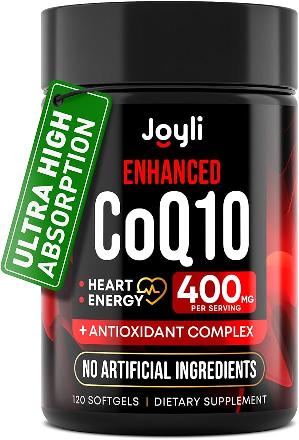 CoQ10 400mg Softgels - High Absorption Co Q10 400mg Softgels for Heart Health &amp Energy Production - Enhanced Co Q 10 Supplement with Antioxidants and Flaxseed Oil - CoQ10 400 mg per Serving