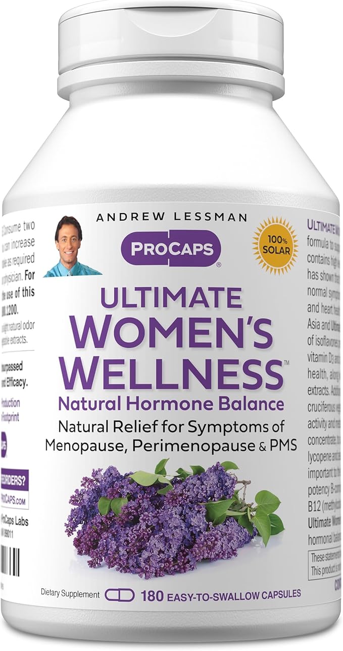 ANDREW LESSMAN Ultimate Women’s Wellness 180 Capsules - Naturally Relieves Menopause Symptoms PMS Perimenopause with Soy Isoflavones EGCG Cranberry Indole-3-Carbinol. Easy to Swallow Capsules