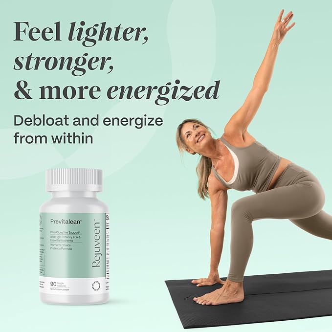 Previtalean | Prebiotic Fiber Supplement for Women | Supports Gut Health &amp Red Blood Cell Production | Contains Highly Bioavailable Iron Folate &amp Vitamin B12 | 90 Ct 30 Servings