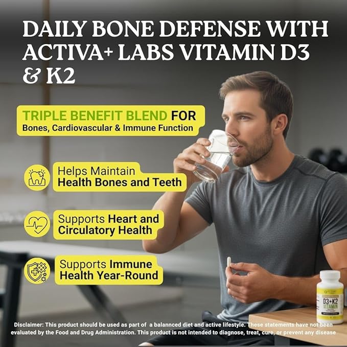 Daily Wellness Bundle — 1x Vitamin D3 + K2 &amp 2X Immunity Boosters | Supports Bones Immune Health &amp Vitality | Non-GMO Gluten-Free Sugar-Free Made in USA