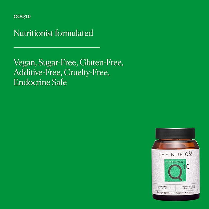The Nue Co. COQ10 Supplement Supports Energy Skin &amp Cardiovascular Health Antioxidant Vegan Gluten Free 30 Capsules
