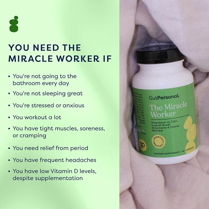 The Miracle Worker Magnesium Powder Supplement: Reduce Stress and Ease Muscle Cramps While Improving Sleep and Regularity (30 Servings 60ct)