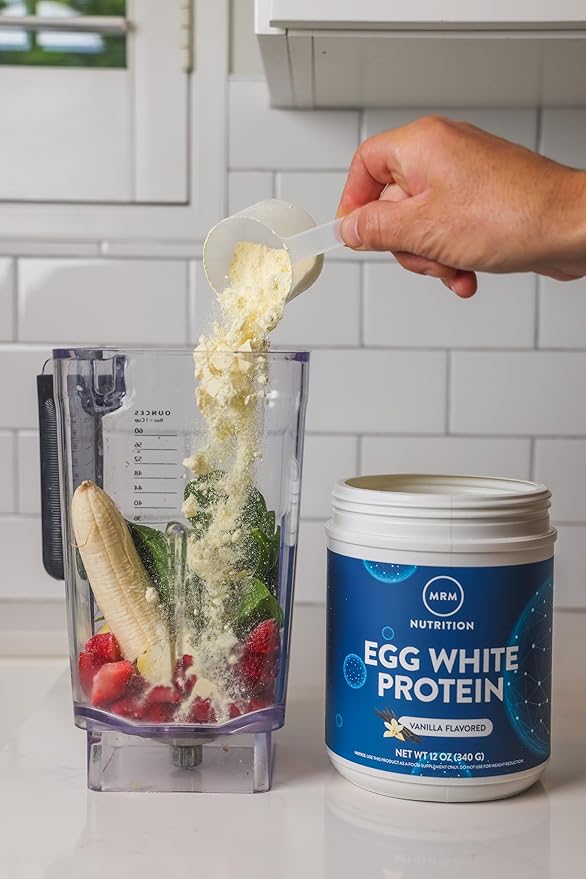 MRM Nutrition Egg White Protein - Sugar Free Vanilla Flavored Powder 23g Fat-Free Protein with Digestive Enzymes Free of Dairy Gluten and Soy High Biological Value - 10 Servings