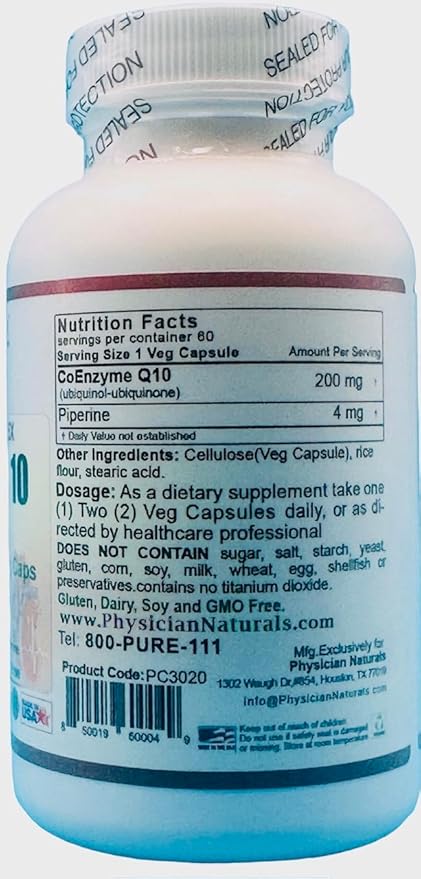 Super Coq 10 Co-Enzyme with Piperine 200 mg 60 Veggie.caps 5X Absorption Heart Cellular Health and Boost Energy