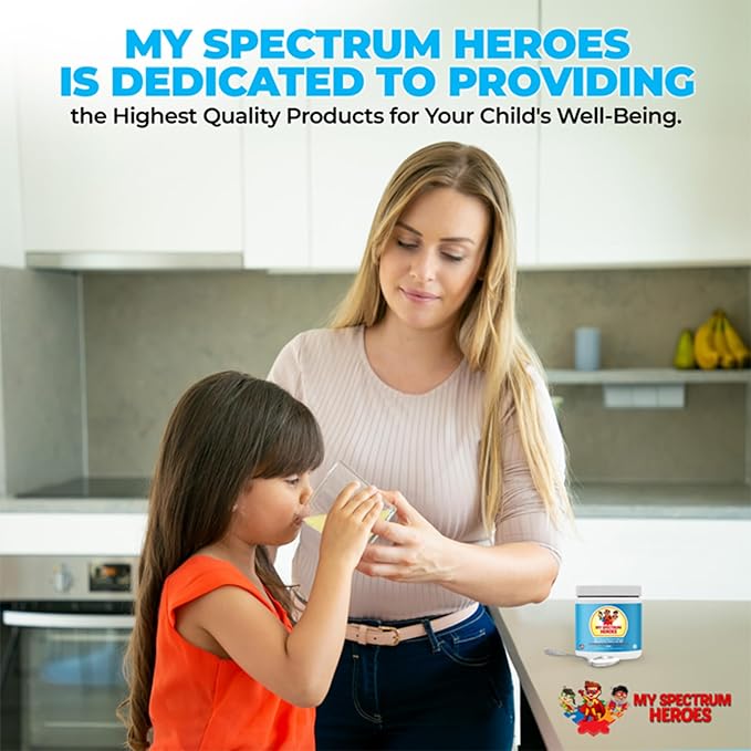 My Spectrum Heroes Kids Powder Multivitamin - Powder Supplement Better Absorption Non-GMO Non-Gluten No Artificial Ingredients - Neural Help for Children on The Spectrum - 30 Servings