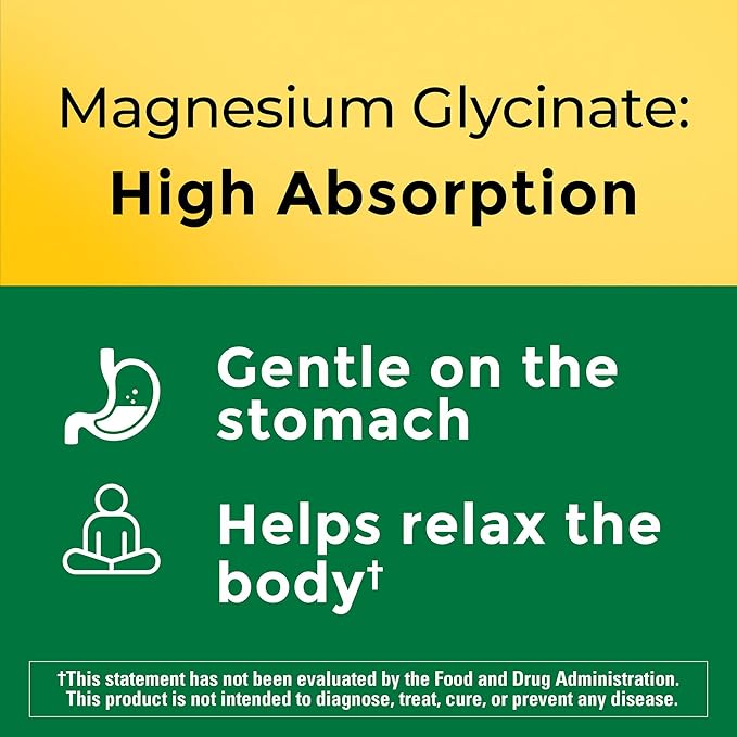 Nature Made High Absorption Magnesium Glycinate 300mg per 3 Capsules Mg-Supplement for Muscle Heart Nerve and Bone Support 90 Mg Bisglycinate Capsules 30 Day Supply(Pack of 2)