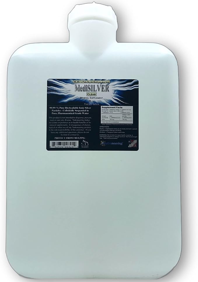 True Free Ionic Colloidal Silver Dietary Supplement - 5 U.S. Gallons in Opaque BPA -Free Plastic Carboy
