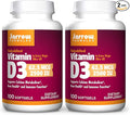 Jarrow Formulas Vitamin D3 2500 IU - 100 Softgels Pack of 2 - Bone Health Immune Function &amp Calcium Metabolism Support - 200 Total Servings