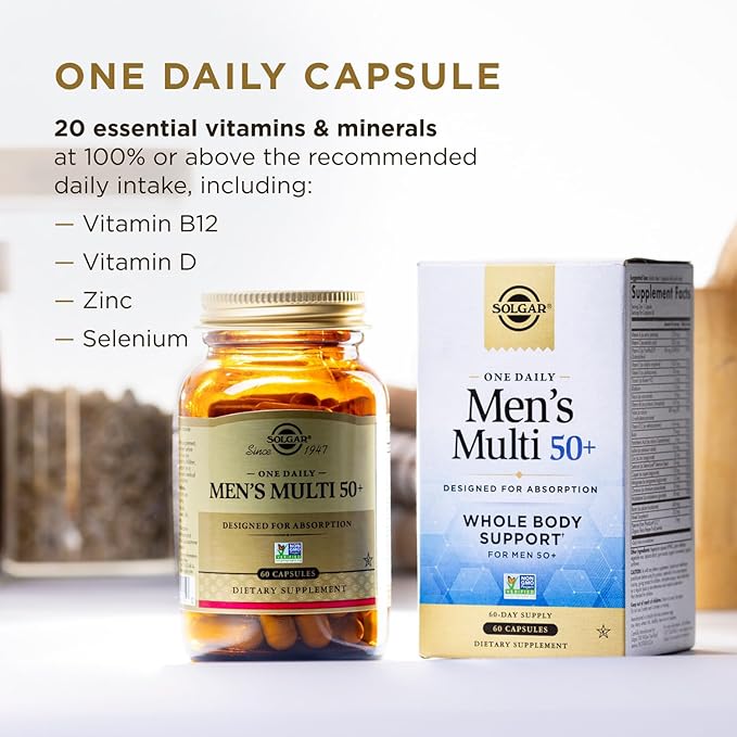 SOLGAR One a Day 50+ Plus Women &amp Mens Bundle: Daily Women's Multi 50+ Whole Body Support 60 Servings + Daily Men's Multi 50+ Whole Body Support 60 Servings