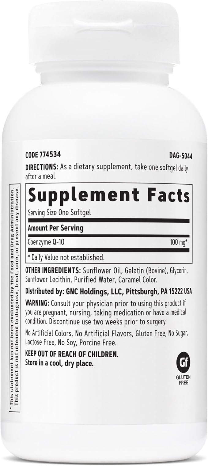 GNC CoQ10 100mg Supplement Supports Heart Health 120 Count