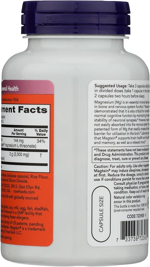 Now Foods Magtein 100 Vegetarian Capsules