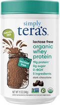 Simply tera's Lactose Free Organic Whey Protein Powder - Lactose Free Dark Chocolate 19g of Protein Per Serving Non-GMO Gluten-Free rBGH-Free Kosher - 12 Oz