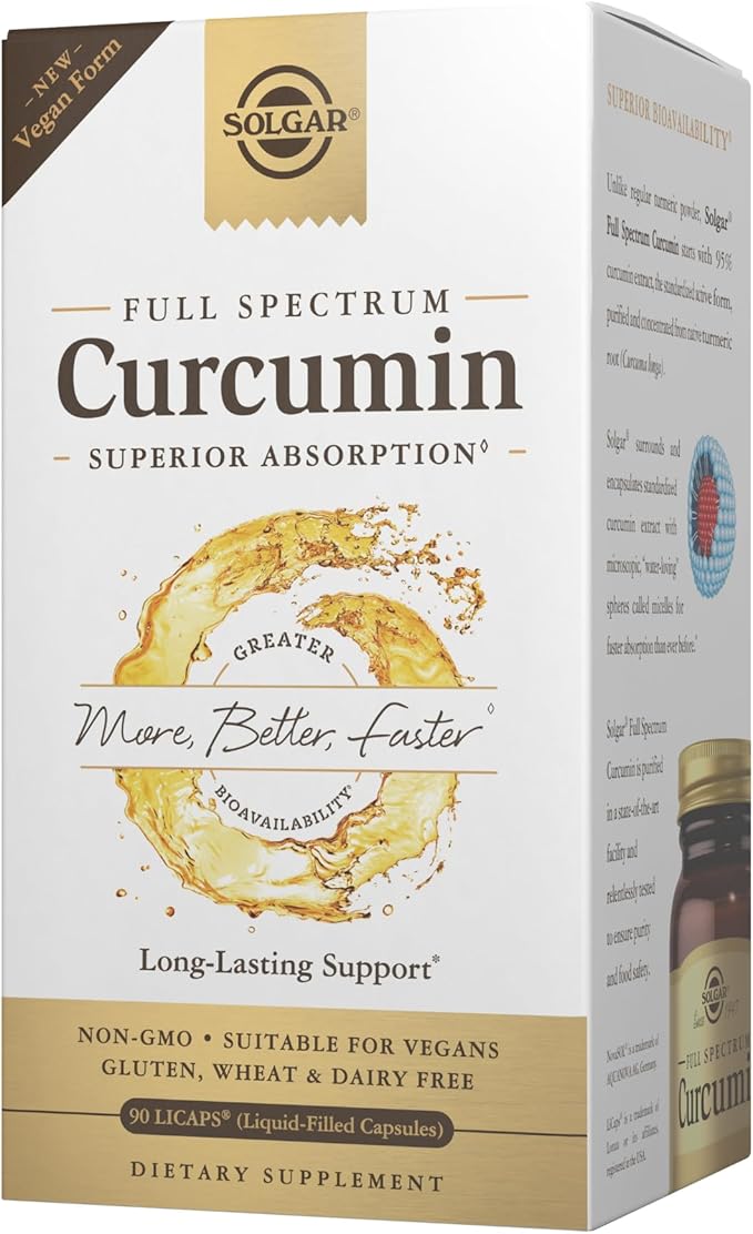 Solgar Full Spectrum Curcumin - 90 LiCaps - Superior Absorption - Brain Joint &amp Immune Health - Non-GMO Vegan Gluten Free Dairy Free - 90 Servings