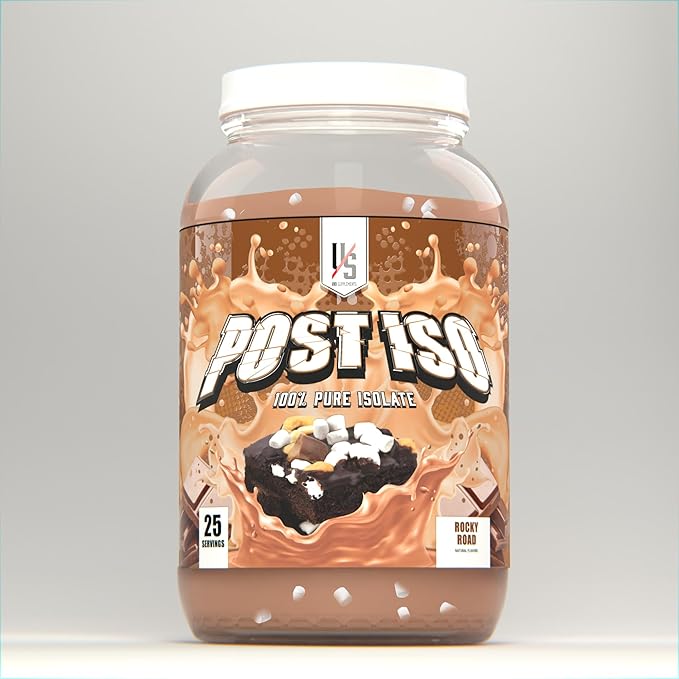 UXO Supplements: Post ISO 100% Protein Isolate 24g of Protein Amazing Flavors Smooth Consistency Digestive Enzymes 31 Servings. (Rocky Road)