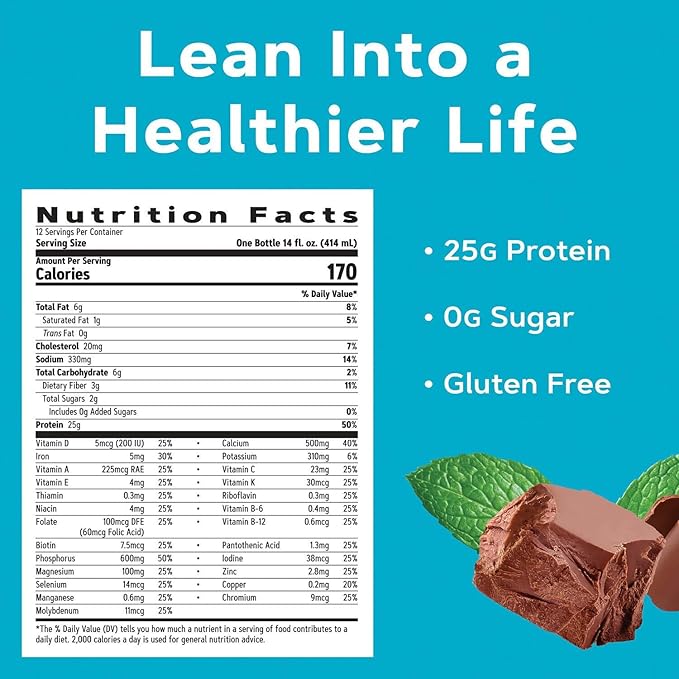 GNC Total Lean Lean Shake - Chocolate Mint - 14oz. | 12 Bottles