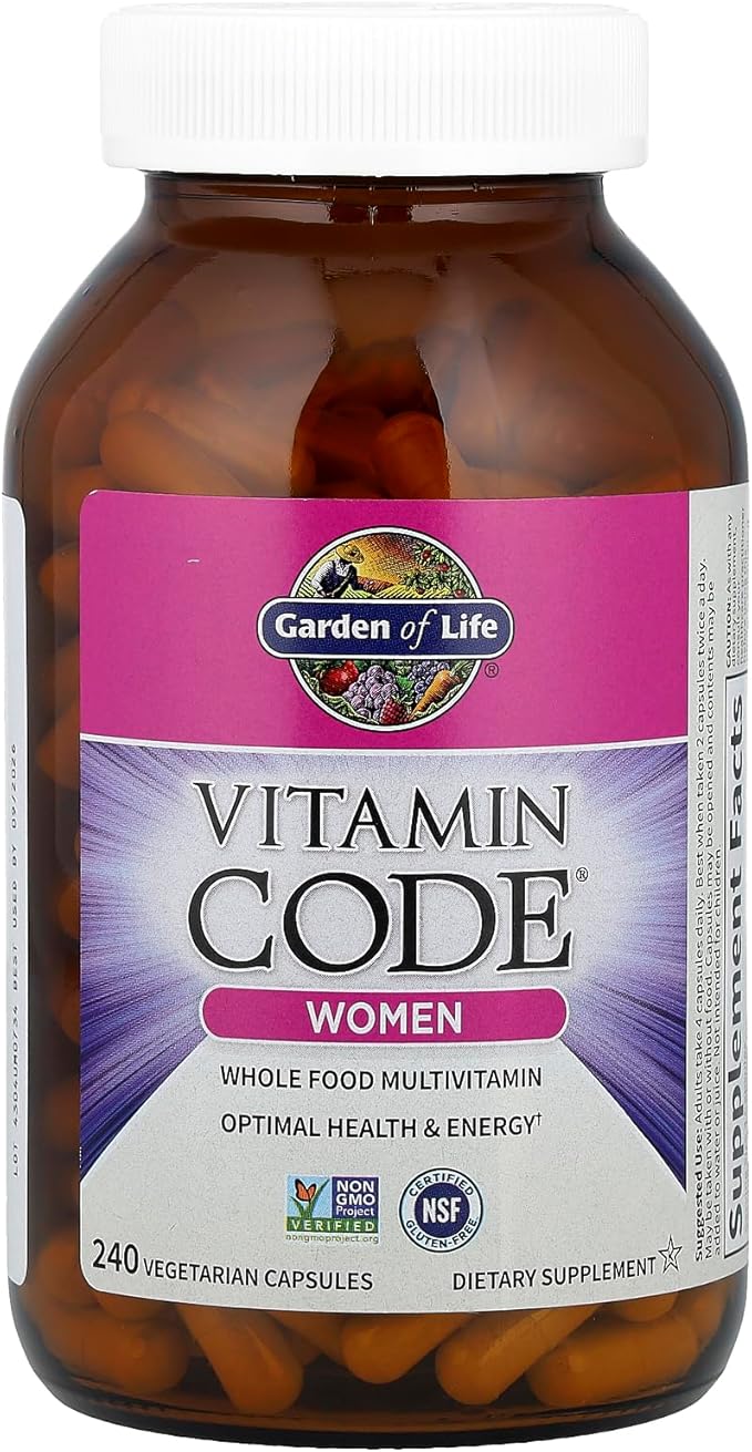Garden of Life Multivitamin for Women Vitamin Code Women's Multi - Whole Food Womens Multi Vitamins Iron Folate not Folic Acid Vitamin A and Probiotics for Womens Energy 240 Vegetarian Capsules