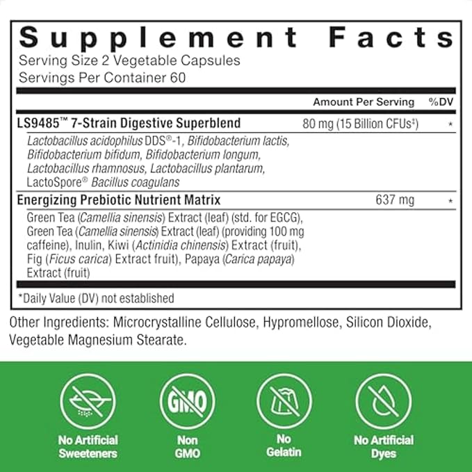 Force Factor ProbioSlim Extra Strength Probiotic Supplement for Women and Men with 30 Billion CFUs and Green Tea Extract for Gut Health Support Bloating and Gas Relief 120 Count (Pack of 2)