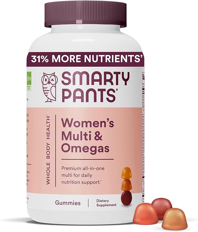 SmartyPants Kids Multivitamin Gummies Sugar Free: Omega 3 (ALA) Vitamin D3 C Vitamin B12 B6 &amp Women's Multivitamin Gummies: Omega 3 Fish Oil (EPA/DHA) Methylfolate CoQ10