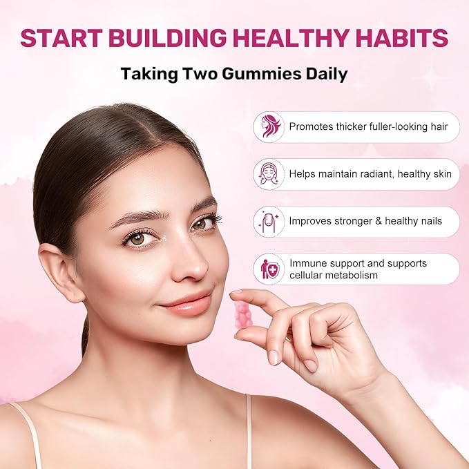 SCOLA Hair Skin and Nails Gummies Biotin (10000mcg) Hair Skin and Nails Vitamins Supplement for Women Men Supports Faster Hair Growth Stronger Nails Healthy Skin 240 Count