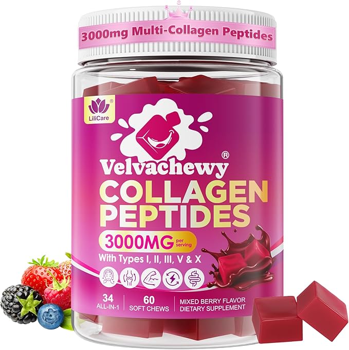 Vitamin D3 K2 + Calcium Liquid-Filled Gummies for Kids &amp Teens + Collagen Peptides Soft Chews 3000mg for Women &amp Men