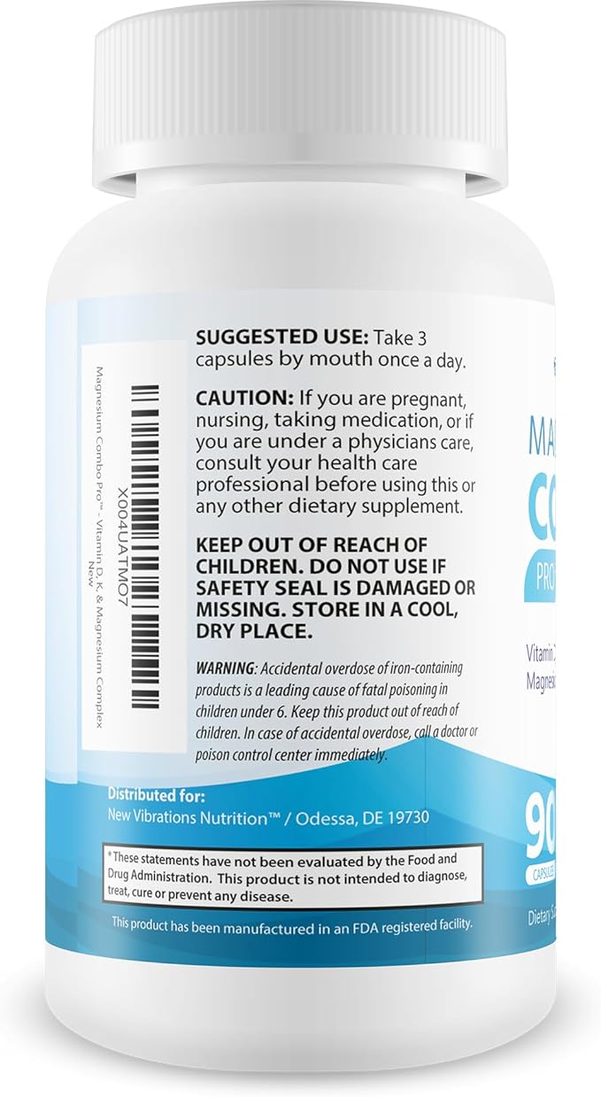 Magnesium Combo Pro - Our Best American Made Magnesium Supplement - Unbeatable Formula W/Vitamin D A E K B6 Folate B12 Biotin Iron Copper Cayenne Lions Mane Mushroom Gingko Biloba &amp Mo