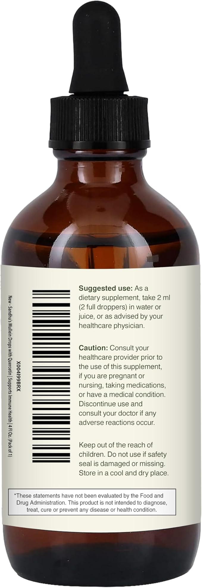 Sandhu's Mullein Drops for Lungs | Mullein Leaf Extract Supplement for Immune Lung &amp Respiratory Health Support | Alcohol Free Natural Herbal Tincture | 4 fl oz 2 Months Supply