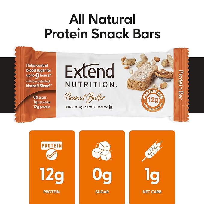 Extend Nutrition Power Pack: Sugar-Free &amp High-Protein Bars – Perfect Diabetic Snacks - Chocolate Peanut Butter &amp Peanut Butter Low Carb Keto-Friendly Energy &amp Hunger Control!