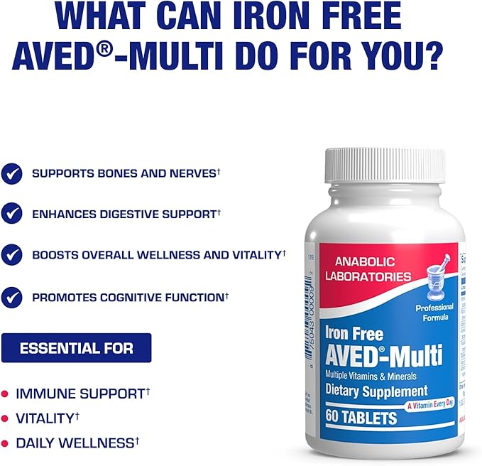 30-In-1 Adult Multivitamin without Iron - Antioxidant Rich Over 50 Multivitamin for Women and Men with Vitamins A C D E B Complex Zinc Magnesium Digestive Support Blend &amp More - 1 Month Supply