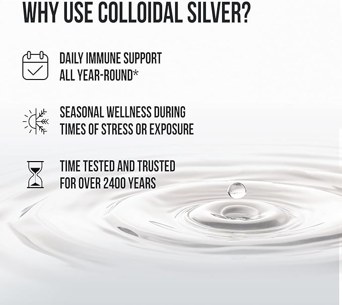 Sovereign Silver Immune Support - Colloidal Silver Bio-Active Silver Hydrosol 10 ppm Liquid Dropper 4 Fl Oz (118 mL)