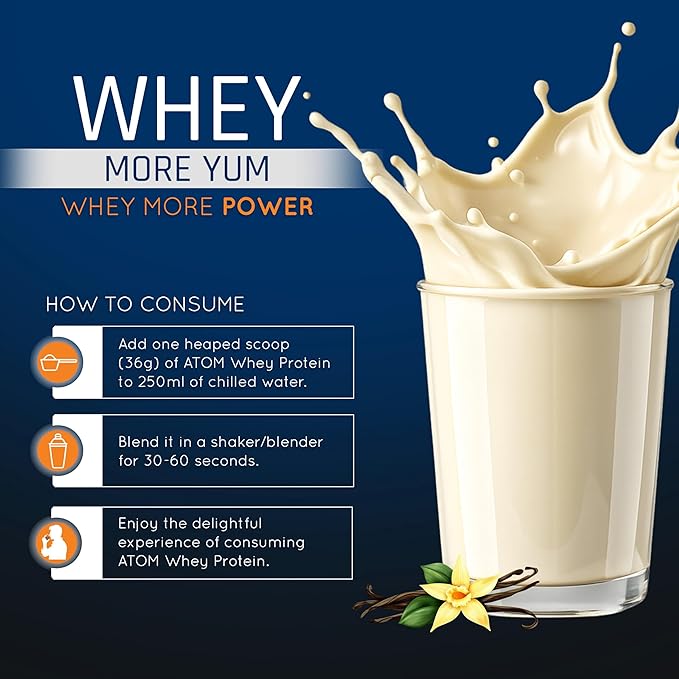 AS-IT-IS Atom Whey Protein 1kg/35.2 Oz With Digestive Enzymes | Usa Labdoor Certified for Accuracy &amp Purity | French Vanilla Flavor | 27g Protein | 5.7g Bcaaâ