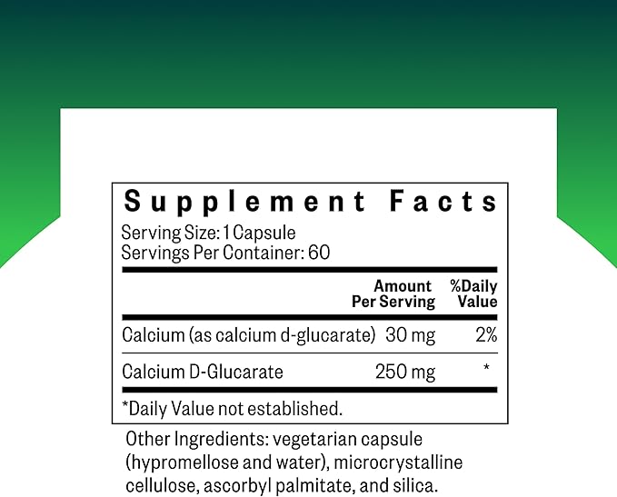 Seeking Health Calcium D-Glucarate - Calcium Supplement Supports Gut Health &amp Metabolism - Formula with Calcium D-Glucarate to Support Liver Health - 250 mg 60 Capsules