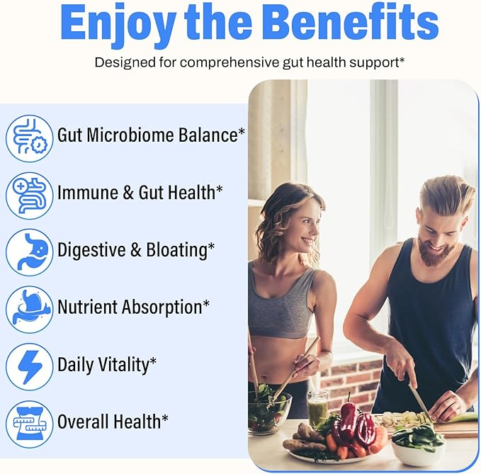 (180 Capsules) Probiotics for Women &amp Men 5-in-1 Probiotic Prebiotic Postbiotic Organic Herbs &amp 16 Digestive Enzymes Blend 300 Billion CFU Complete Gut Health Digestive Health &amp Imm