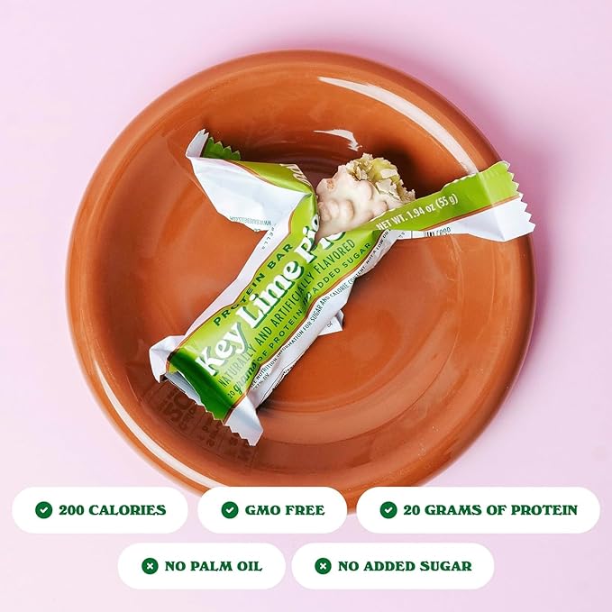 Barebells Protein Bars Key Lime Pie - 12 bars 20g High Protein Treats - White Chocolate Nutrition Bar with 1g Total Sugars - On-The-Go Breakfast or Post-Workout Snack