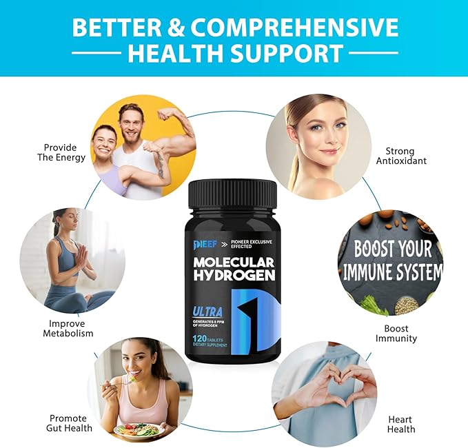 Hydrogen Water Tablets 240 Tablets Fast-Dissolving H2 Molecular Hydrogen with Magnesium Supplements Supports Brain Health Energy and Cognitive Function Non-GMO Gluten-Free &amp Vegan 2Pack