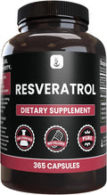 PURE ORIGINAL INGREDIENTS Resveratrol (365 Capsules) No Magnesium Or Rice Fillers Always Pure Lab Verified