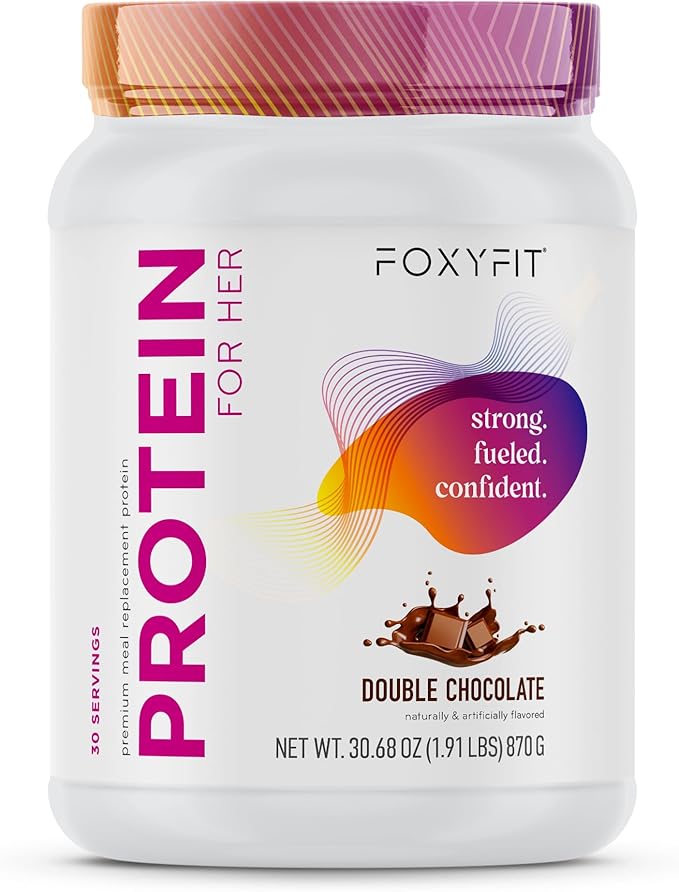 FoxyFit Protein for Her Double Chocolate Whey Protein Powder with CLA and Biotin for a Healthy Glow (1.85 lbs)