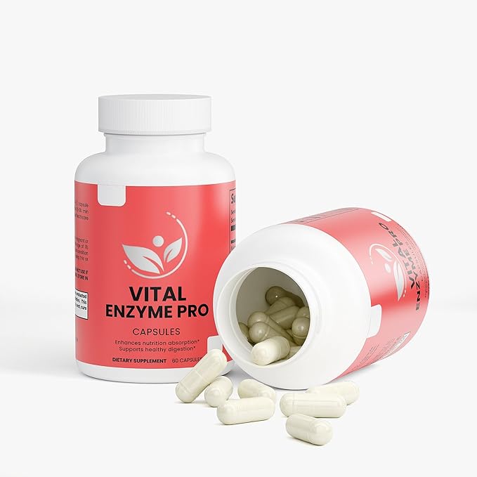 Vital Enzyme Pro – Digestive Enzyme Blend with Protease Bromelain Papain Lactase &amp Probiotics – 60 Veggie Capsules