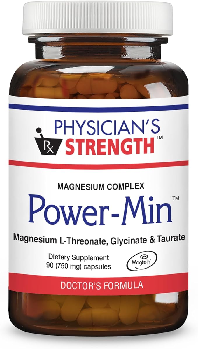 Physician's Strength Power-Min - 90 Capsules - Total Body Support - Magnesium Complex with Magnesium L-Threonate Glycinate &amp Taurate - Highly Absorbable - 30 Servings