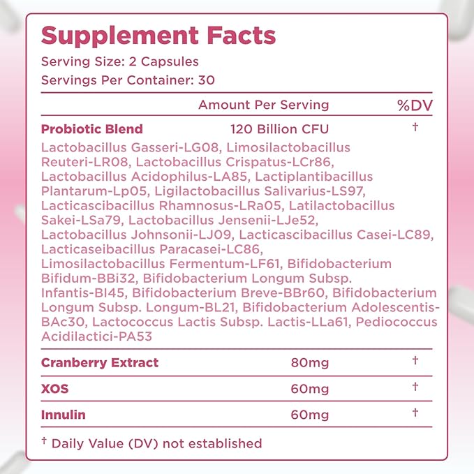 120 Billion CFU Menopause Probiotics for Women - Complete Menopause Relief Formula with Prebiotics and Probiotics for Women with 20 Beneficial Shelf Stable Strains &amp Cranberry Extract (30 Servings