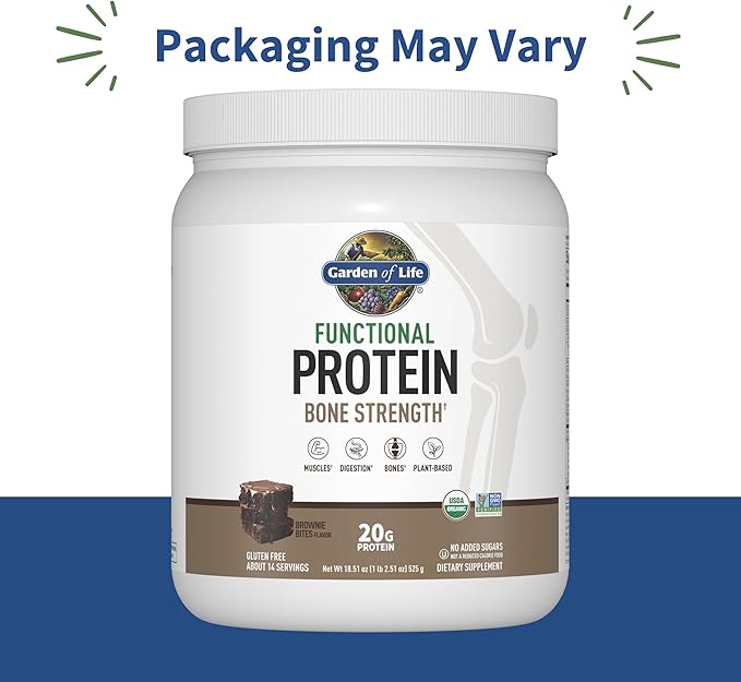 Garden of Life Organic Vegan Protein Powder 20g Plant Based Protein with Calcium D3 K2 MK-7 &amp Magnesium for Bone Strength Prebiotics &amp Probiotics for Digestion Brownie Bites Flavor 14 Se