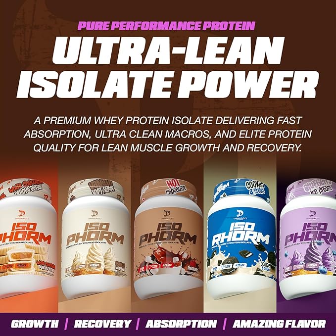 DRAGON PHARMA Isophorm Hydrolized Whey Protein Isolate Fast Absorption Premium Whey Protein Maximize Recovery Great Tasting 25g Per Serving (5 lb White Chocolate Peanut Butter)