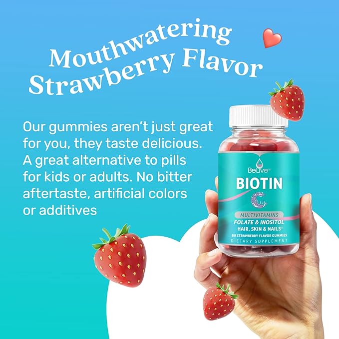 BeLive Biotin and Turmeric Gummies Supports Hair Growth Healthy Skin &amp Nails Immune Support and Mobility Support