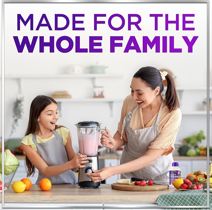 Liquid Multivitamin - Sugar Free Daily Multi Vitamin for Women Men &amp Kids Vitamins A C D B-12 Biotin &amp Zinc - Supports Faster Hair Growth &amp Skin Wrinkles Vegan Non-GMO Berry Flavo
