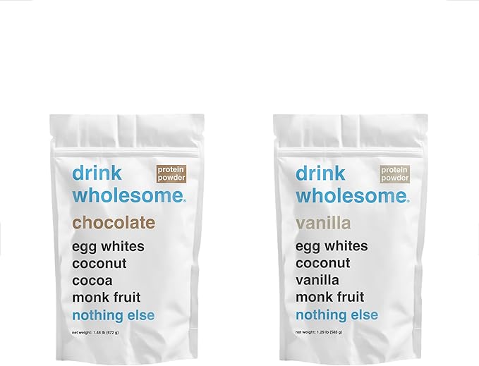 drink wholesome Chocolate and Vanilla Egg White Protein Powder Bundle