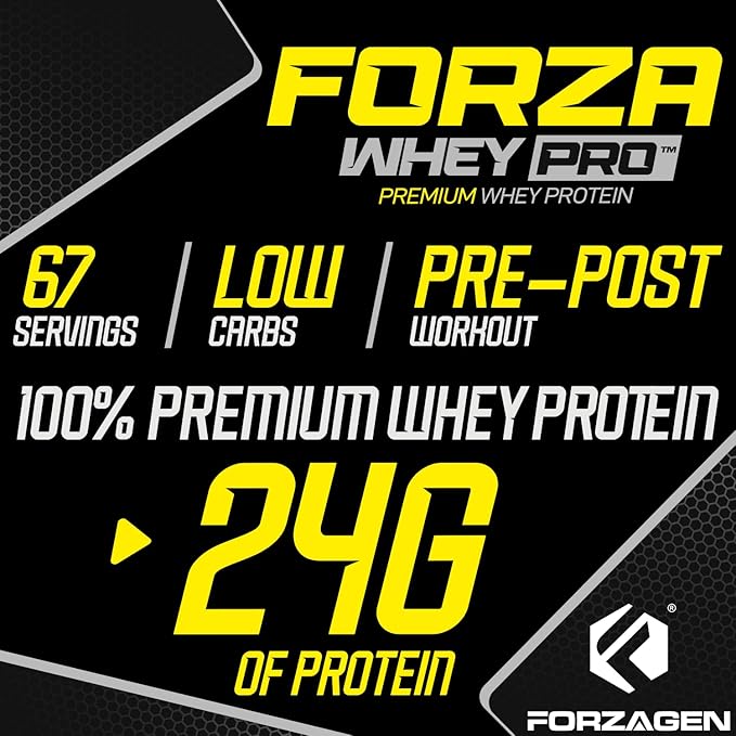 Forzagen Whey PRO Low Carb Protein Powder | 24g of Protein per Serving No Added Sugar Gluten Free Premium Whey for Shakes &amp Mixes for Men &amp Women BCAA | Vanilla 5 lbs. (67 Servings)
